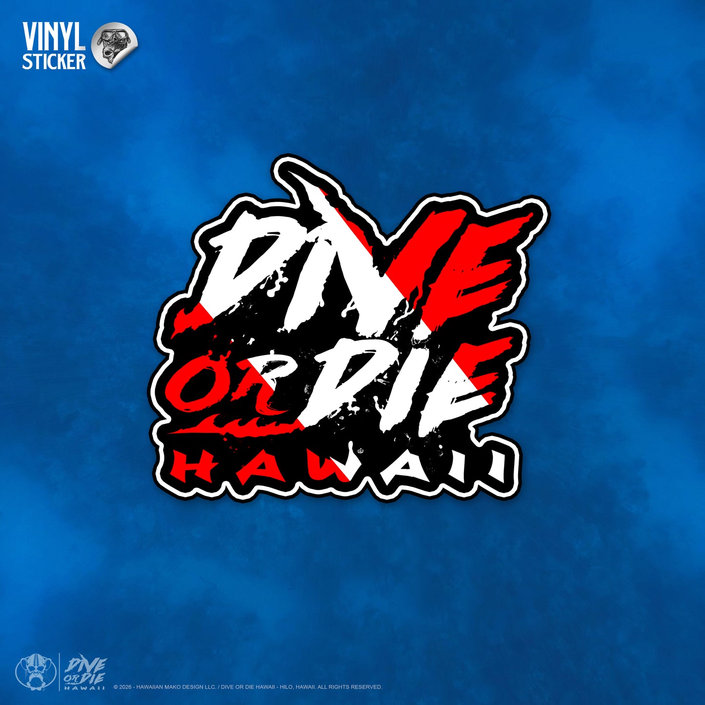 DIVE OR DIE LOGO (DIVER DOWN) - Vinyl Sticker