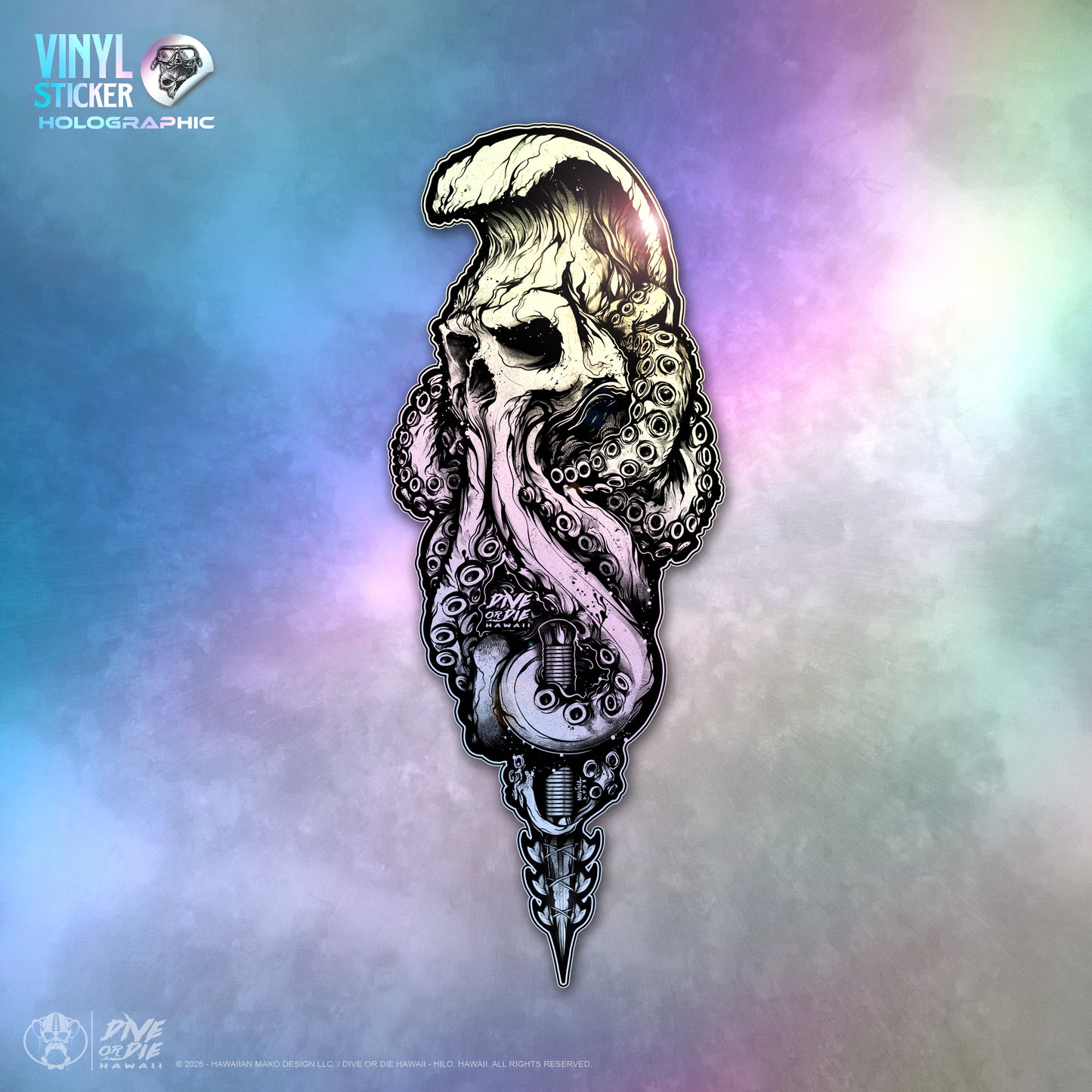 TAKO SKULL -HOLOGRAPHIC - Vinyl Sticker